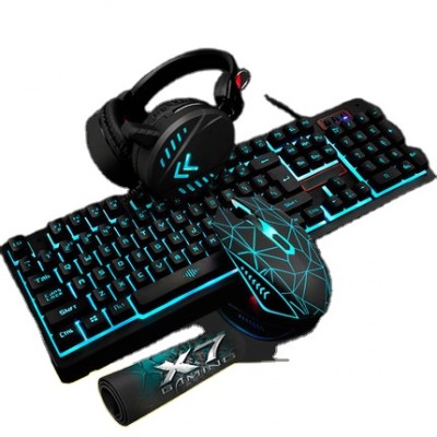 New Design Colorful Rgb Led Wired Keyboard Mouse Headset And Mouse Pad Set